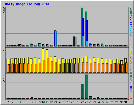 Daily usage for May 2013