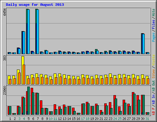 Daily usage for August 2013