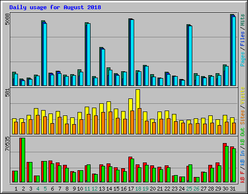 Daily usage for August 2018
