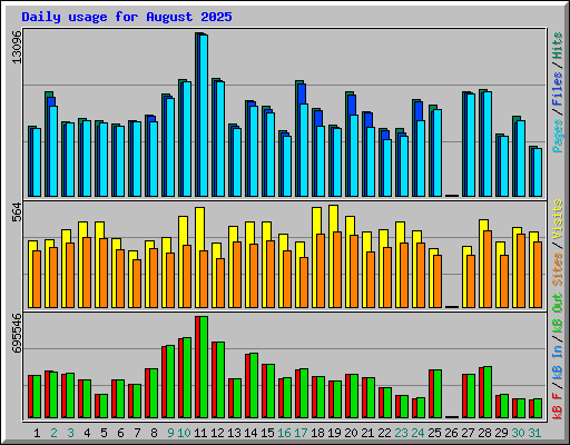 Daily usage for August 2025